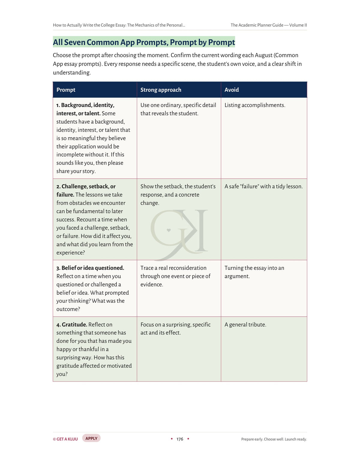 Academic Planner Guide Volume II