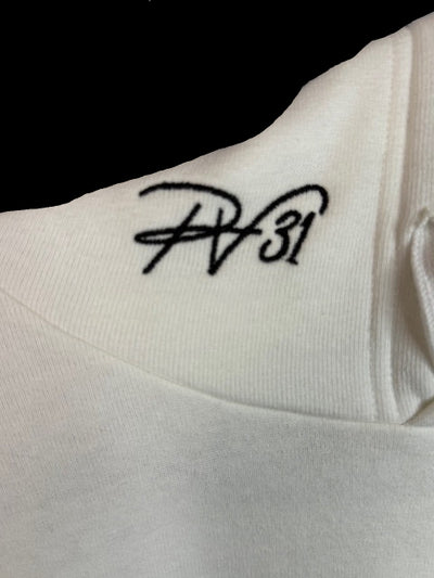 Close-up of the PV31 embroidery on the hood