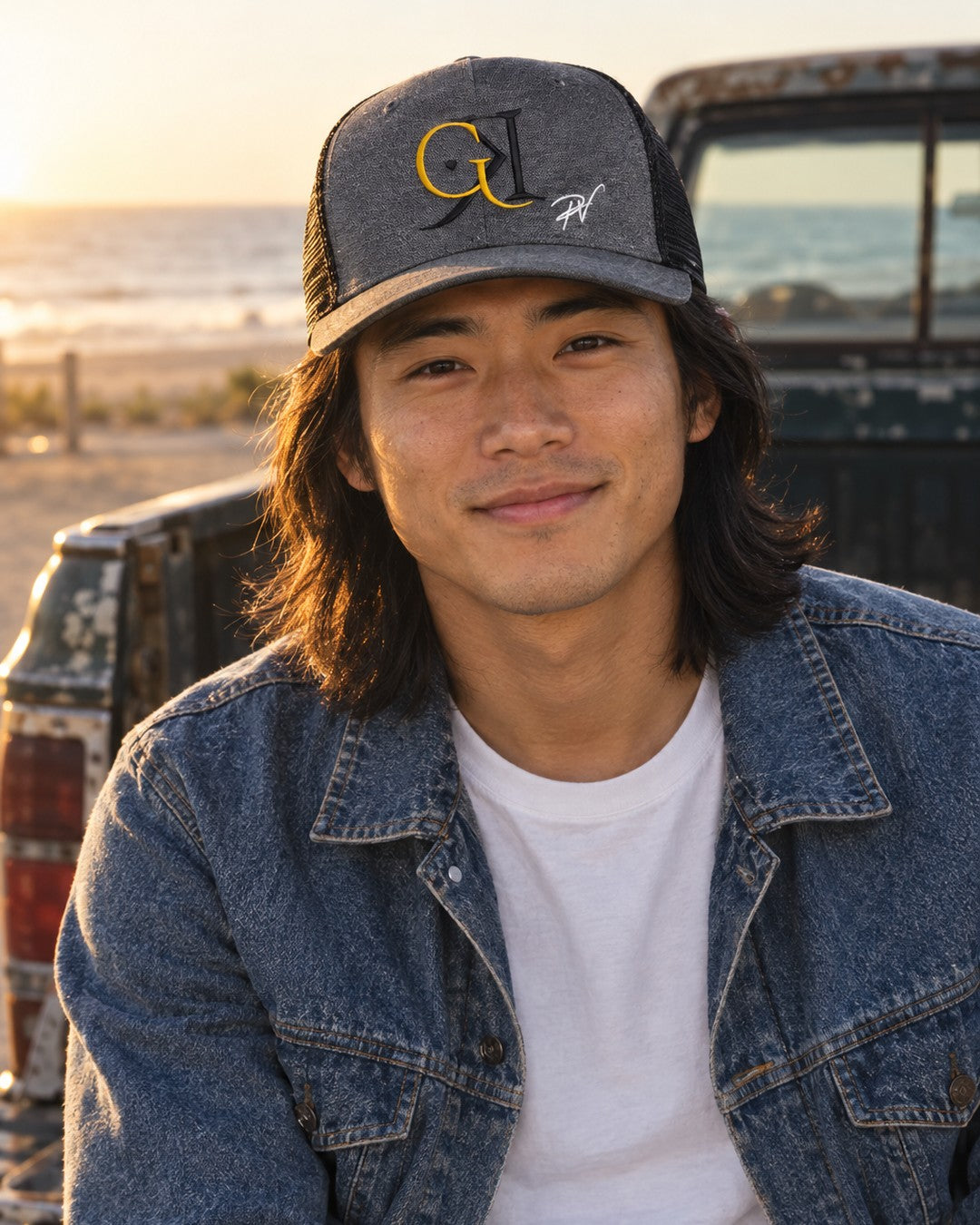 PV trucker cap with the GK logo, front